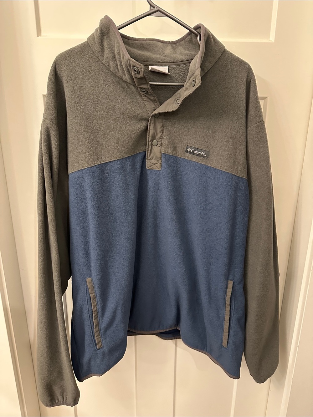Columbia Two-Tone Pullover Fleece Hoodie - Gray & Blue